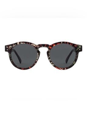 Komono Clement Fern Sunglasses Round Frame NEW black green